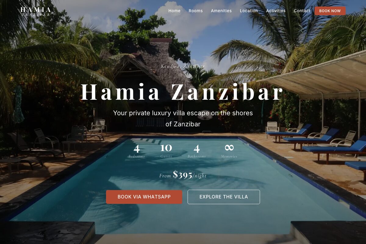Hamia Zanzibar — website built by Lancer Un Site